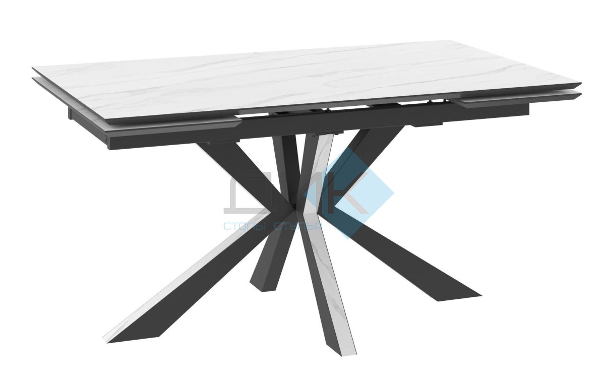 Стол DikLine ZE-150 Мрамор светлый модерн (COMPAKT CER)/опоры черные