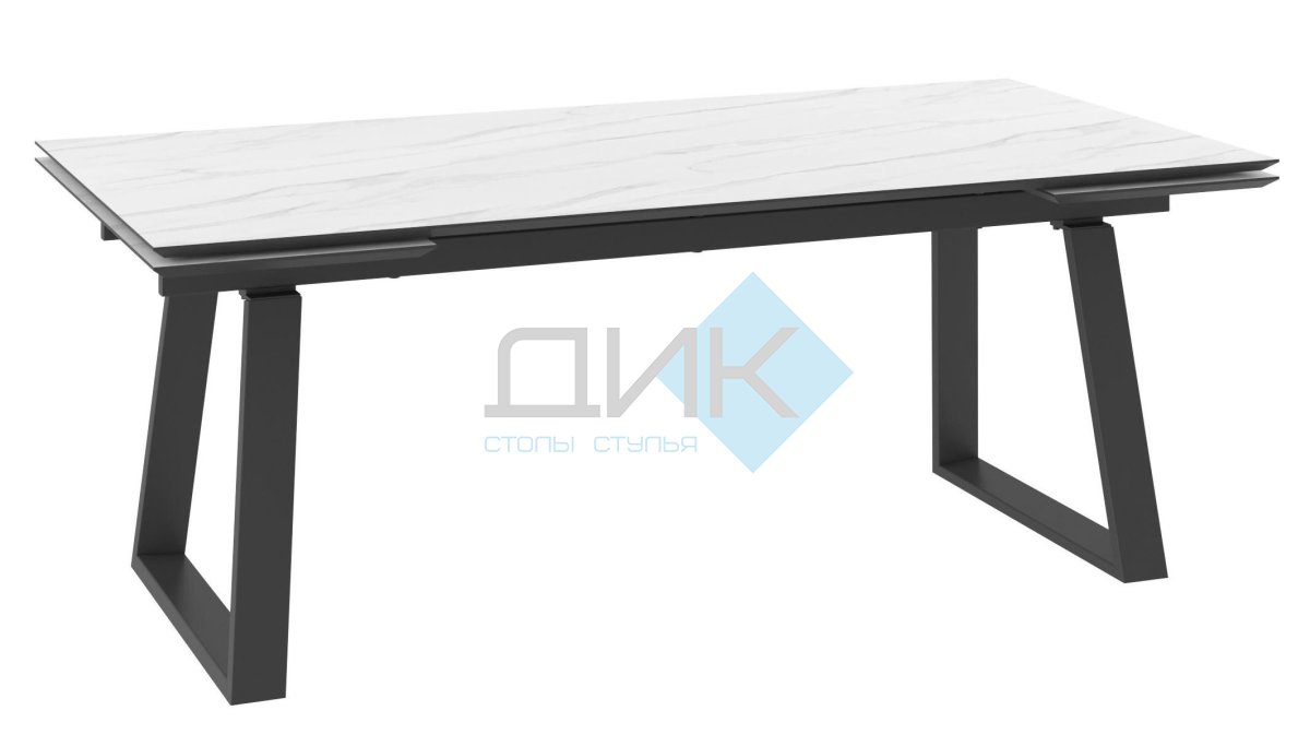 Стол DikLine AL-200 Мрамор светлый модерн (COMPAKT CER)/опоры черные
